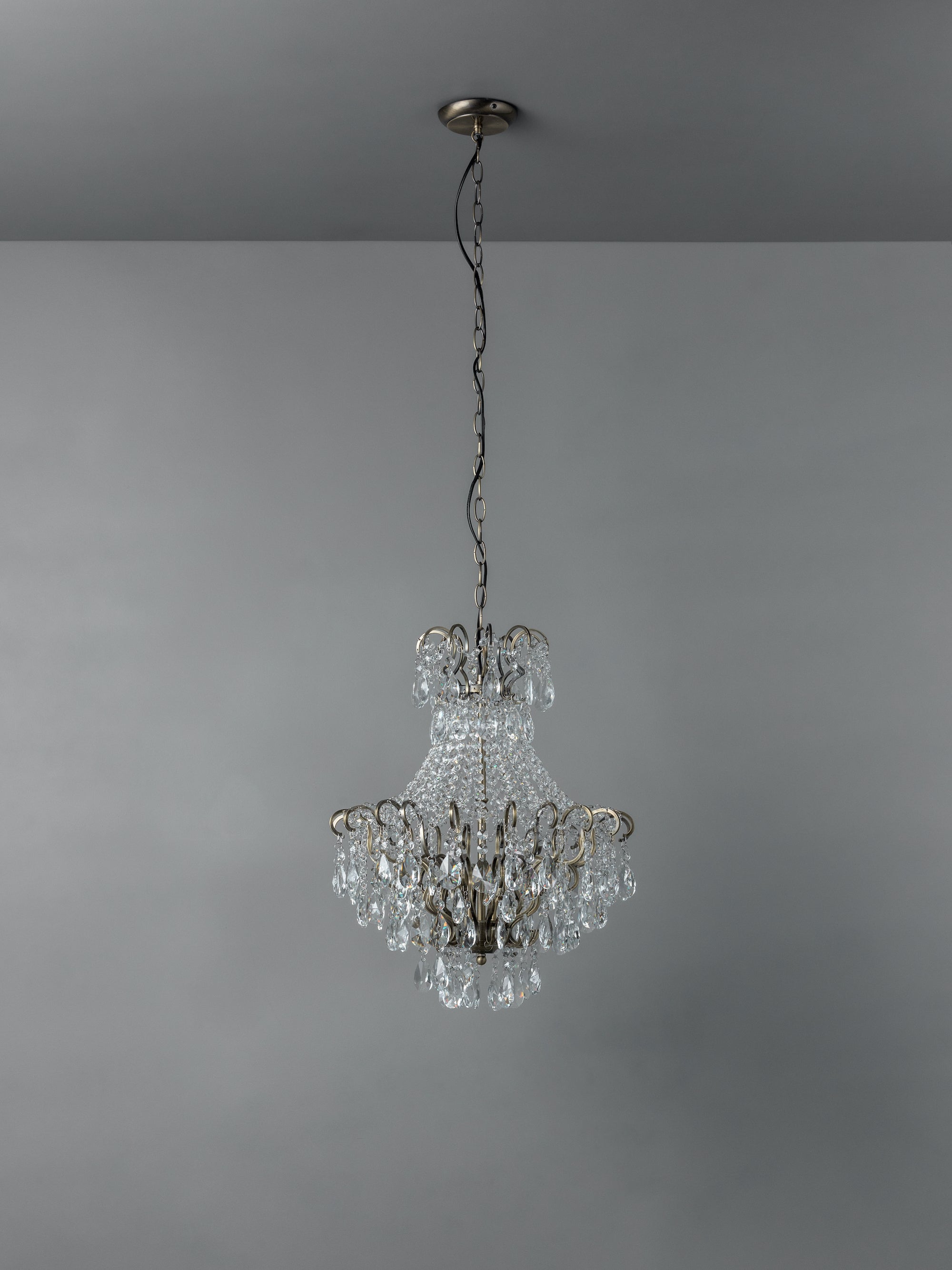 Lina 4-Light Antique Brass Crystal Glass Chandelier - Elegant Dining Room & Bedroom Lighting Fixture for Home Decor