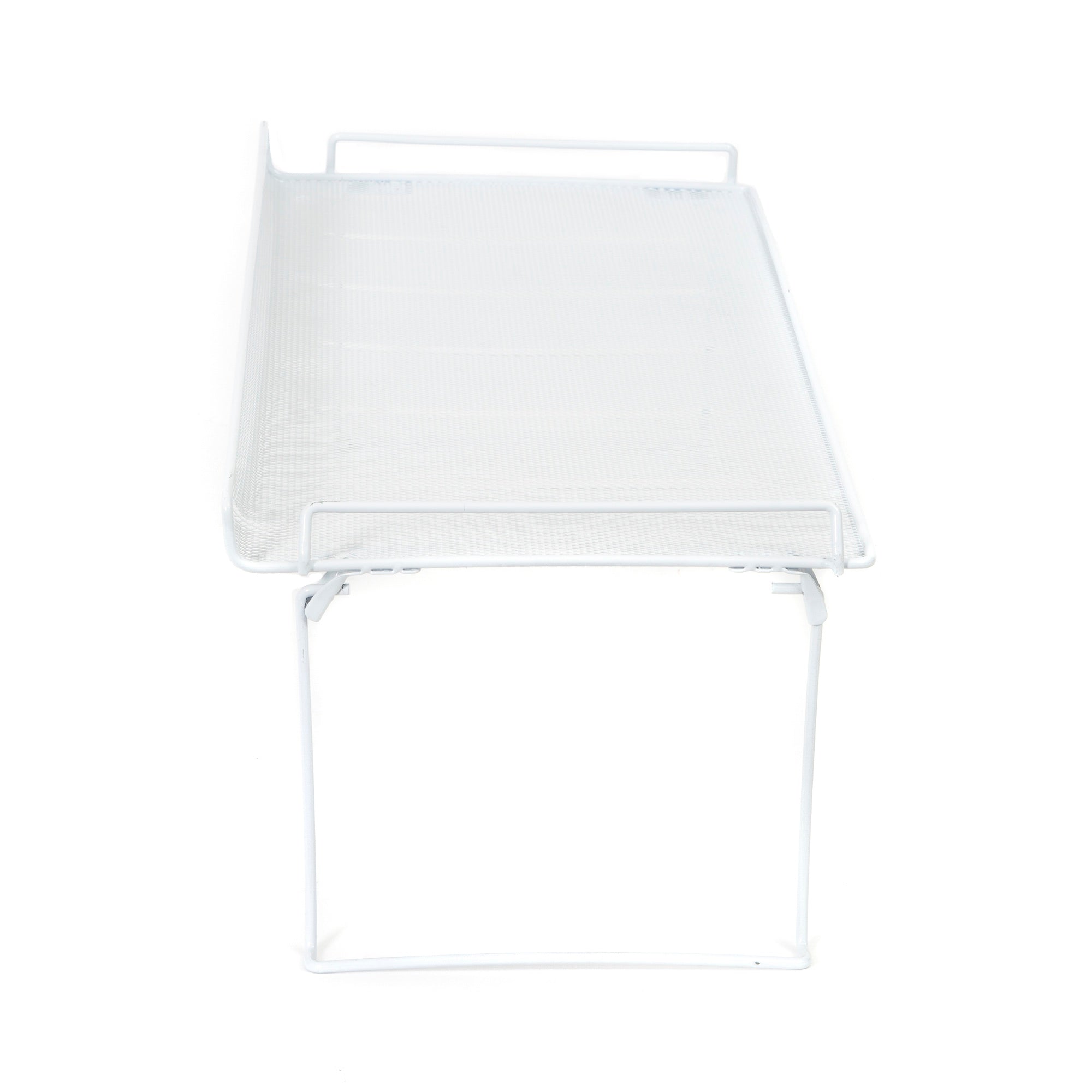 Foldable Stackable Mesh Shelf - White Large Storage Organizer for Closet, Pantry, or Bathroom Organization