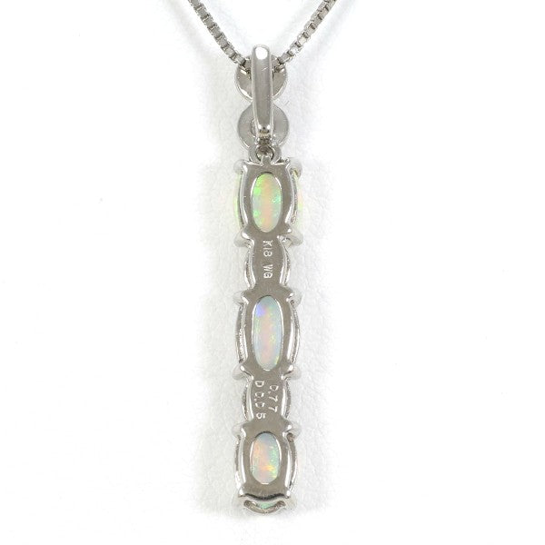 18K White Gold Opal and Diamond Necklace for Women - Elegant Jewelry Gift for Birthday, Anniversary & Special Occasions