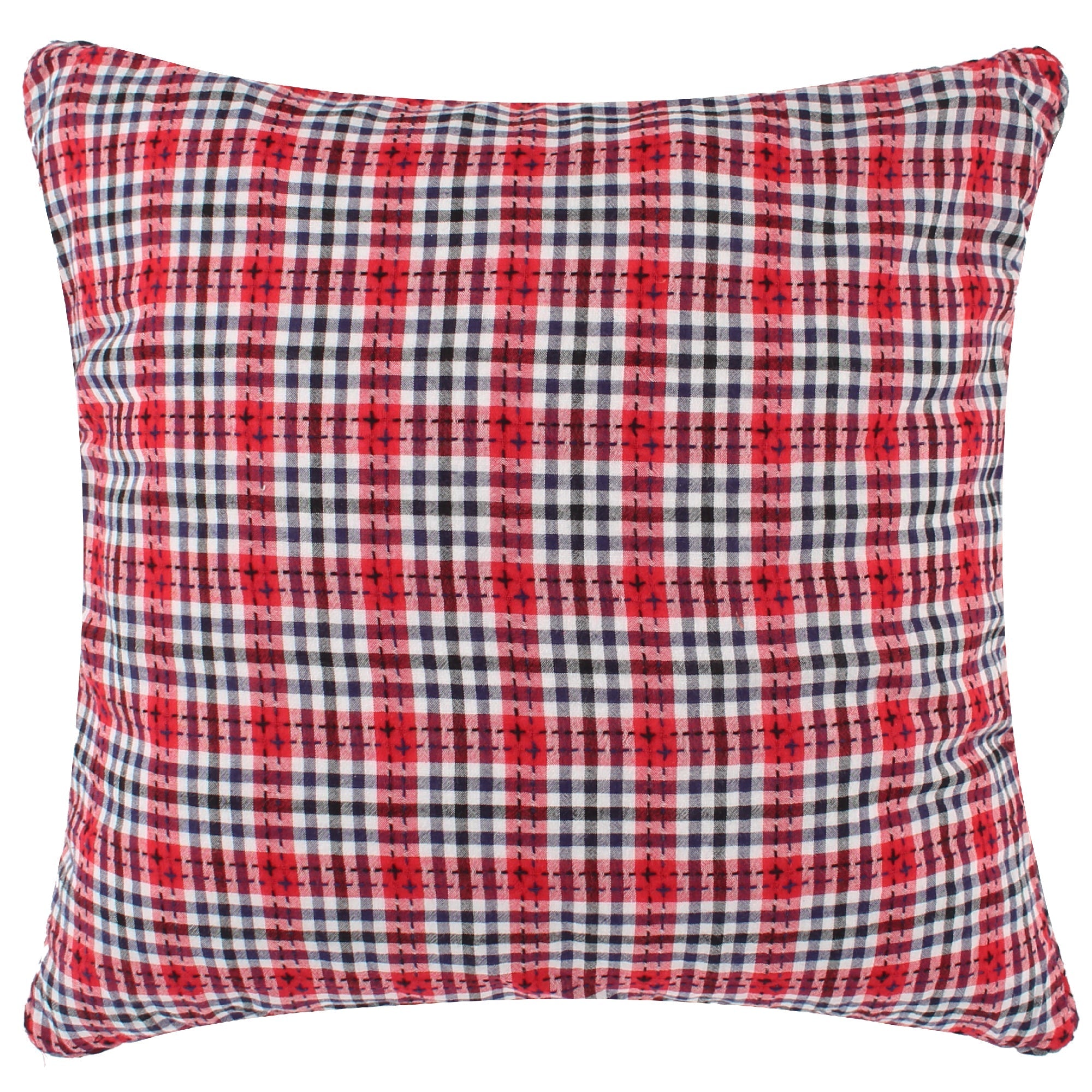 Americana Red Navy Stitched Throw Pillow - Patriotic Home Decor for Couch, Bed & Porch - Perfect for 4th of July & Memorial Day Decorations