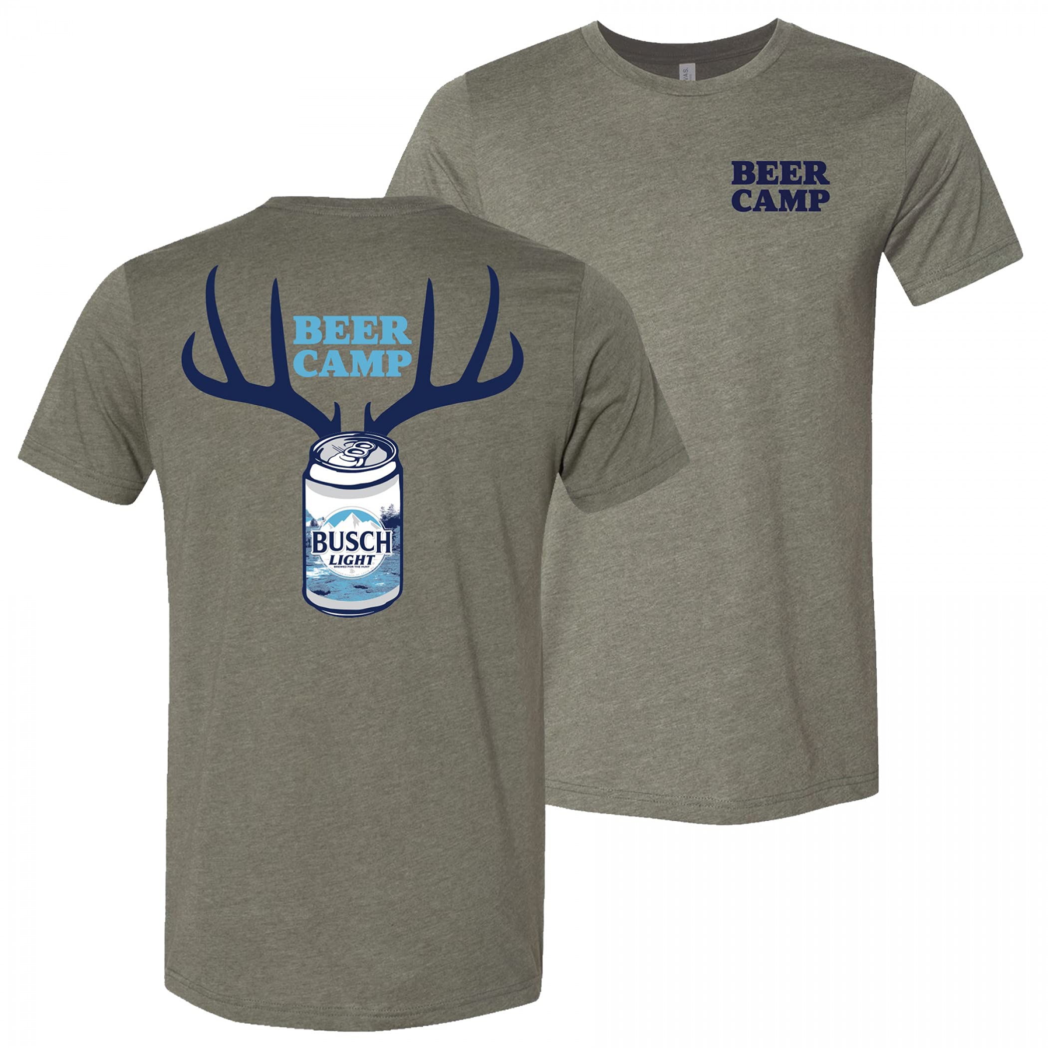 Busch Light Beer Hunting Beer Camp Grey T-Shirt - Front & Back Print Design for Outdoor Adventures & Casual Wear