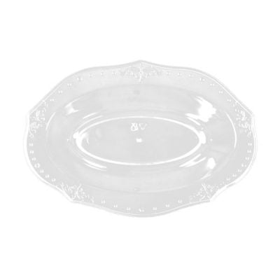 5 Inch Clear Oval Plastic Dessert Bowls 20 Pack - Antique Style Serving Dishes for Ice Cream, Fruit, Snacks & Party Supplies - BPA-Free Reusable Tableware