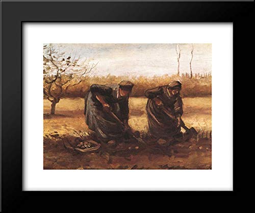 Vincent van Gogh 'Two Peasant Women Digging Potatoes' 18x15 Framed Art Print - Museum Quality Reproduction for Home Decor & Office Wall Art