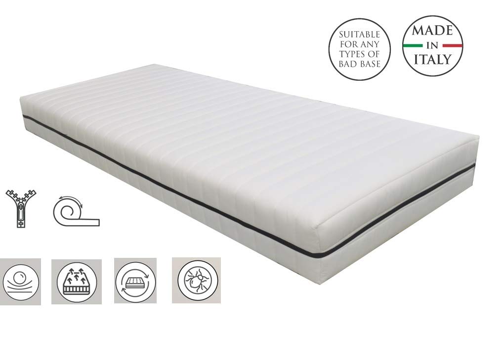 ITALYMATERASSI RITMO - 20cm Orthopedic Mattress with Carbon Graphite Semi-Rigid Core, Hypoallergenic & Removable Cover - Durable Fabric for Queen/King Size Beds - Perfect for Back Pain Relief & Allergy Sufferers