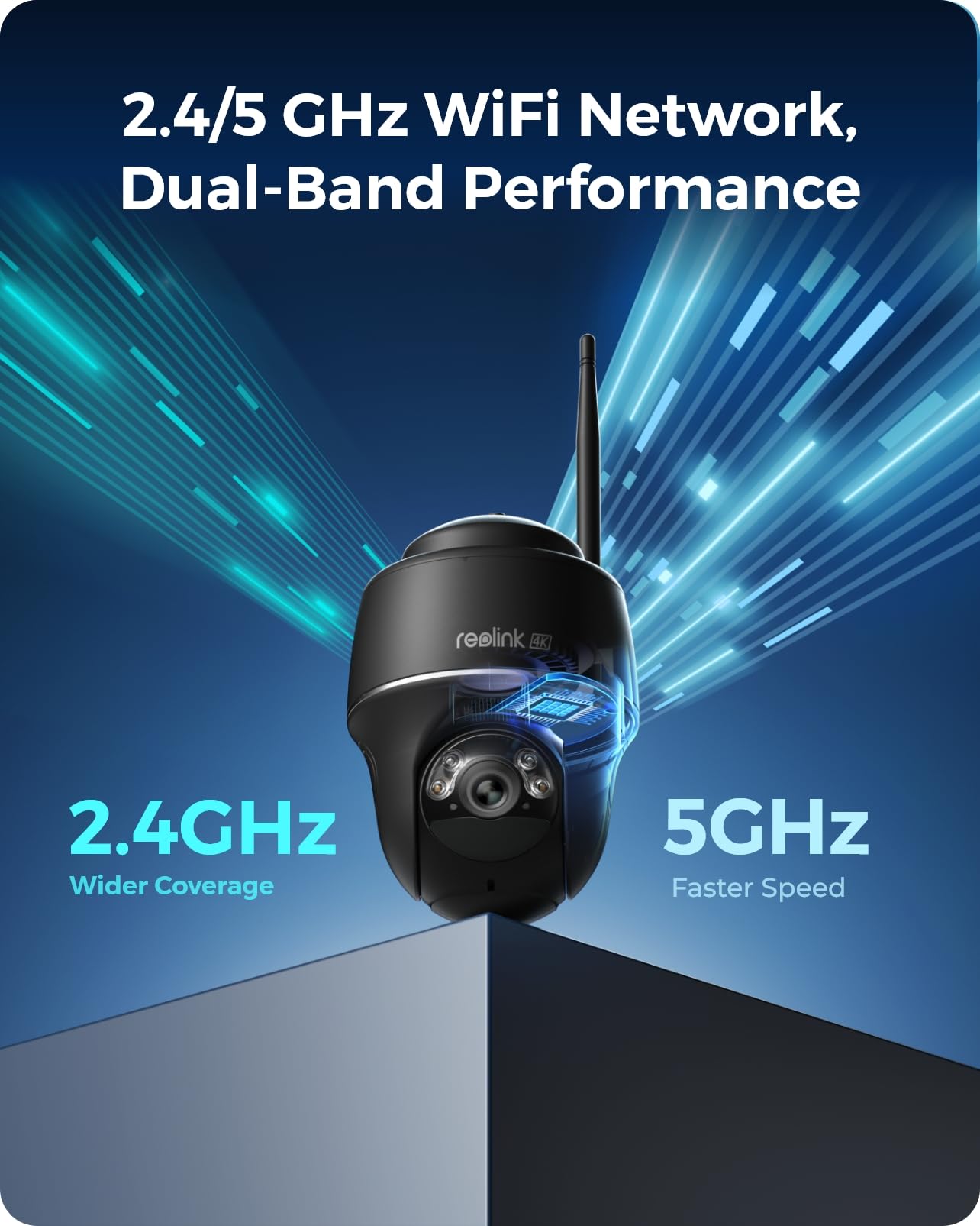 REOLINK 4K Wireless Outdoor Security Camera with Solar Panel - 360° Pan Tilt, 8MP Color Night Vision, 2.4/5GHz Dual-Band WiFi, No Monthly Fees - Compatible with Home Hub - Ideal for Home Security, Yard Monitoring & Business Surveillance (Argus PT 4K+ 6W, Black)