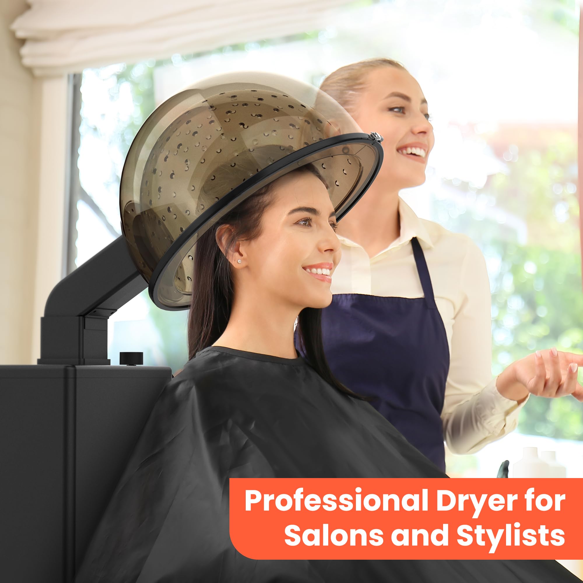 TASALON Professional Hooded Hair Dryer - 1000W Salon Hair Dryer Bonnet with Adjustable Hood Arm, Air Filter, 60-Min Timer & Temp Control - 15'' Black Hair Dryer Stand for Salon & Home Use - Perfect for Deep Conditioning, Styling & Hair Treatments