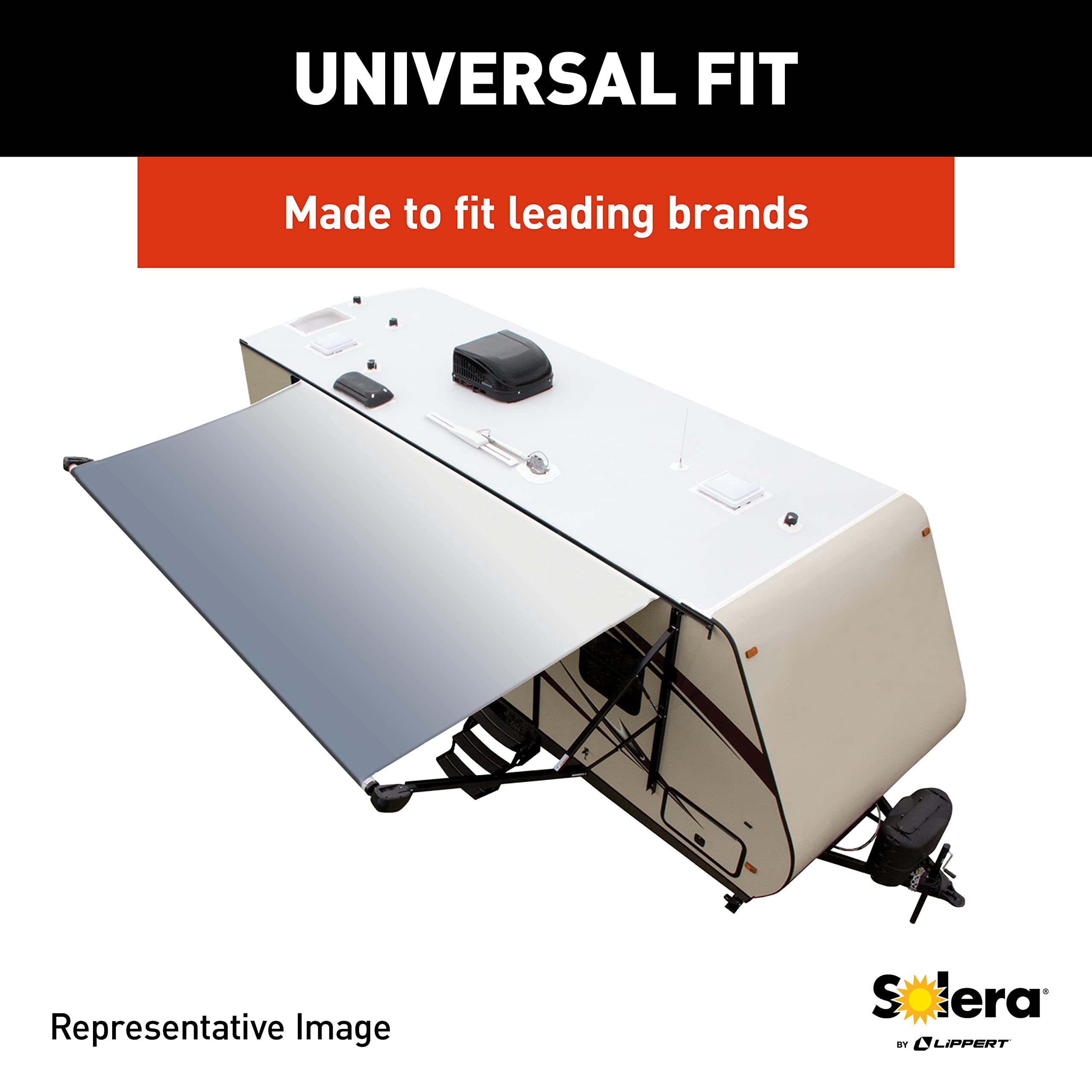 Solera Universal Fit Heavy-Duty Vinyl RV Patio Awning Replacement Fabric - Silver Fade 18' RV Awning (17'4