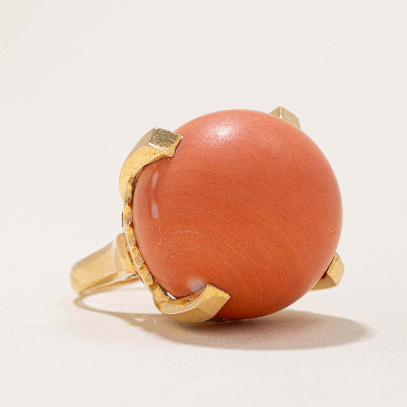 Vintage Coral Sphere Cocktail Ring - 73.00ct Statement Jewelry for Women | Size 5.5 | Perfect for Evening Parties, Weddings & Special Occasions