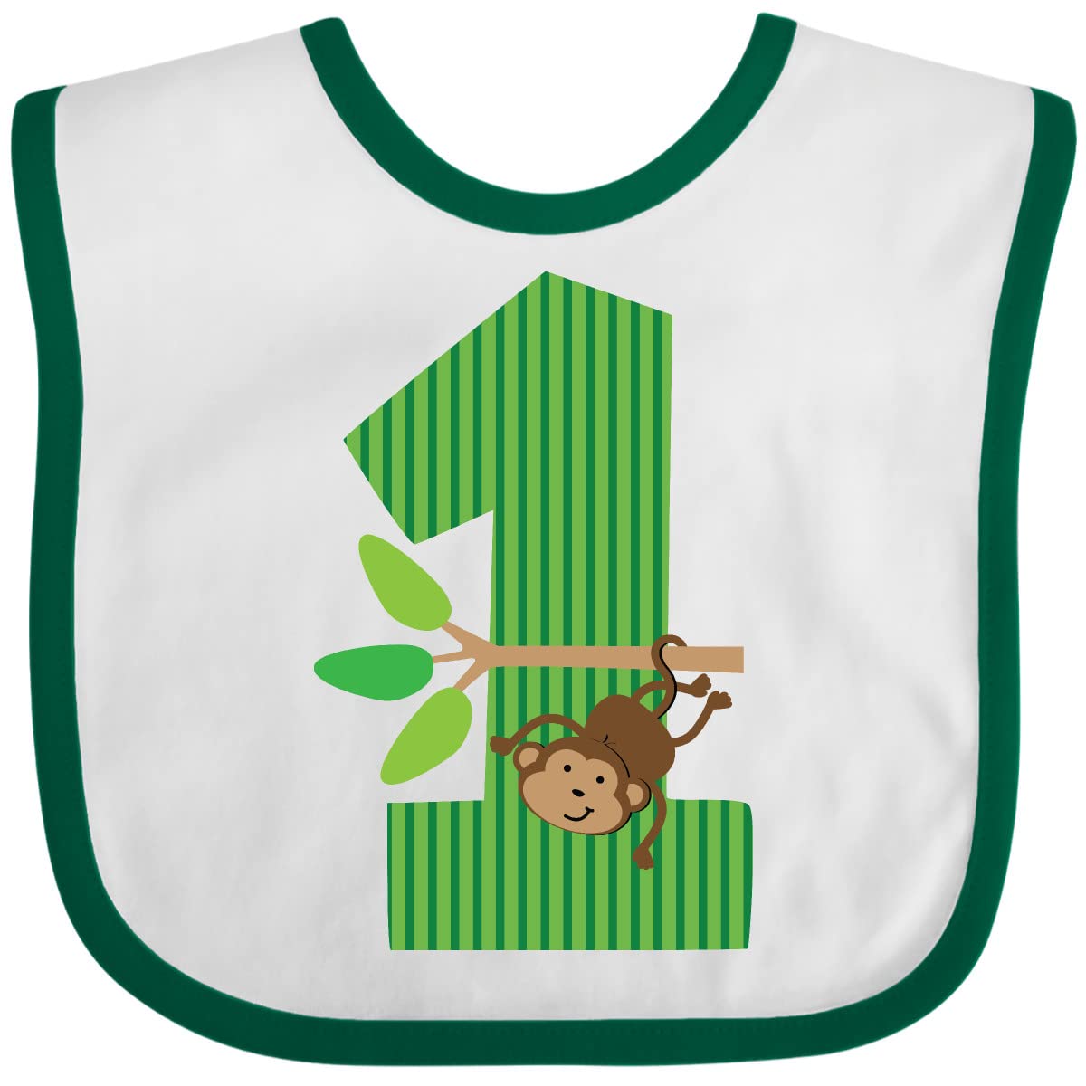 Inktastic 1st Birthday Monkey Baby Bib - Adorable Monkey Design for 1 Year Olds - Perfect for Birthday Parties, Photo Shoots & Everyday Mealtime Messes