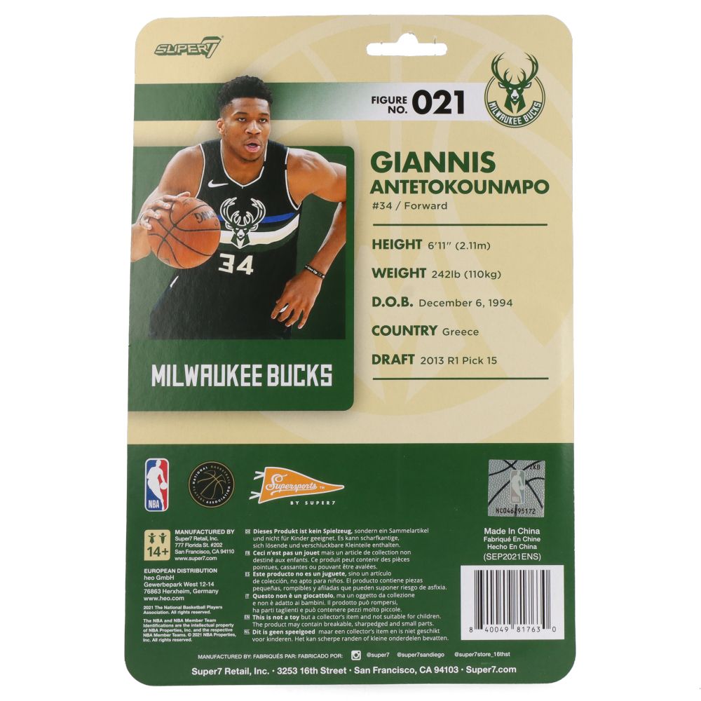 Giannis Antetokounmpo Milwaukee Bucks Black Statement Edition ReAction Figure - NBA Collectible Toy for Fans & Display