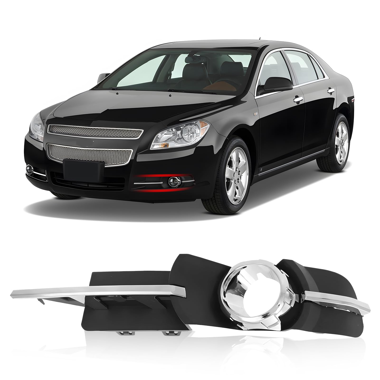 Chevrolet 2008-2012 Malibu Driver Side Fog Light Cover with Lamp Holes - Replacement GM1038115 25905341 | Durable Protection for Night Driving & Bad Weather Conditions