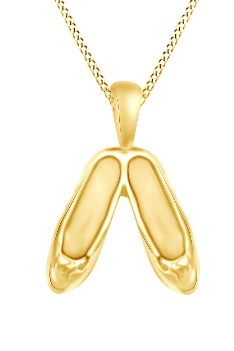 14K Gold Over Sterling Silver Ballet Slippers Pendant Necklace - Elegant Dance Jewelry Gift for Ballerinas, Dancers & Ballet Lovers - Perfect for Performances, Recitals & Special Occasions