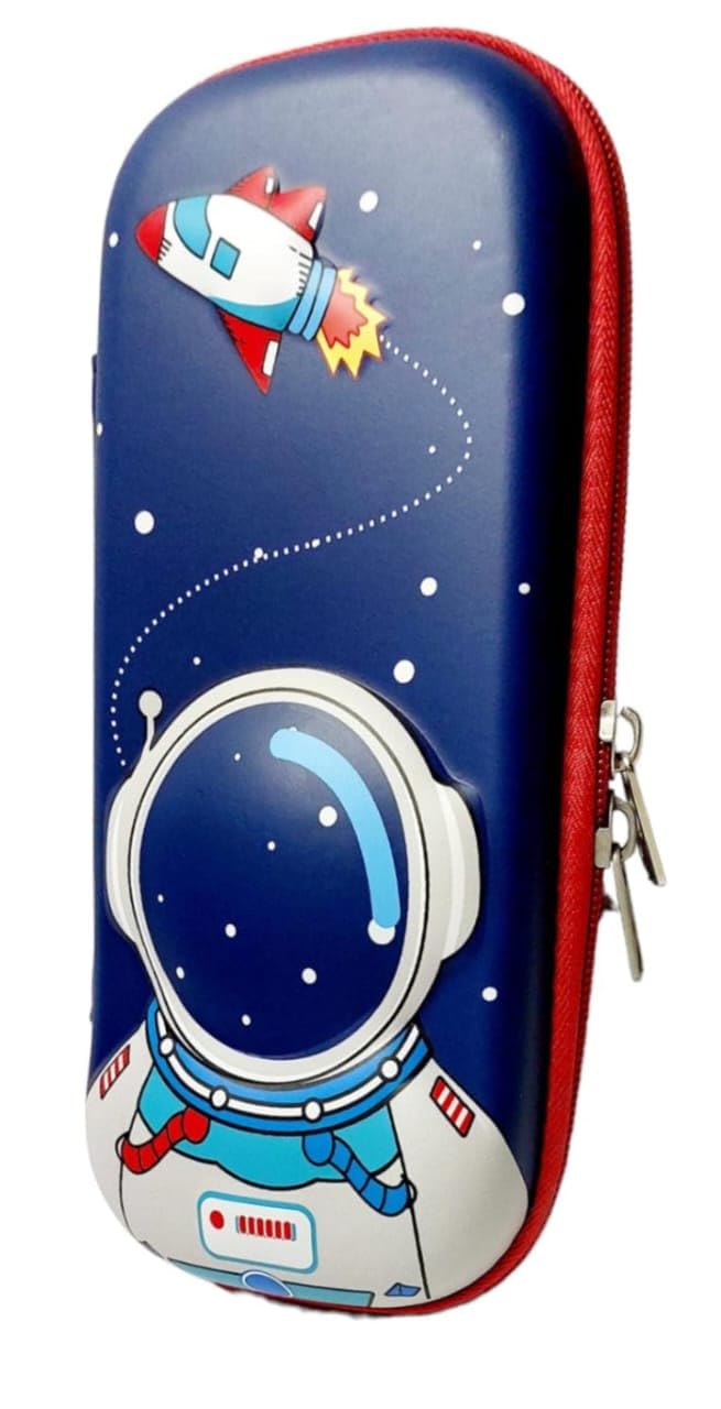 AUDNER 3D Space Astronaut Pencil Case with Multiple Compartments - School Supply Organizer for Kids & Students - Perfect for Classroom, Homework, and Art Projects (1 Unit)