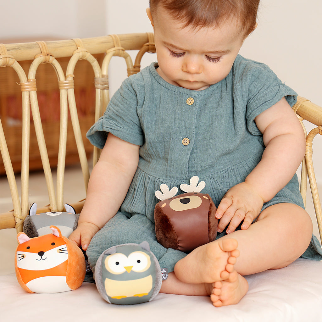 Little Big Friends Set of 4 Roly Poly Wobble Balls - Forest Animal Sensory Toys for Babies & Toddlers - Perfect for Early Learning, Motor Skills Development and Playtime Fun