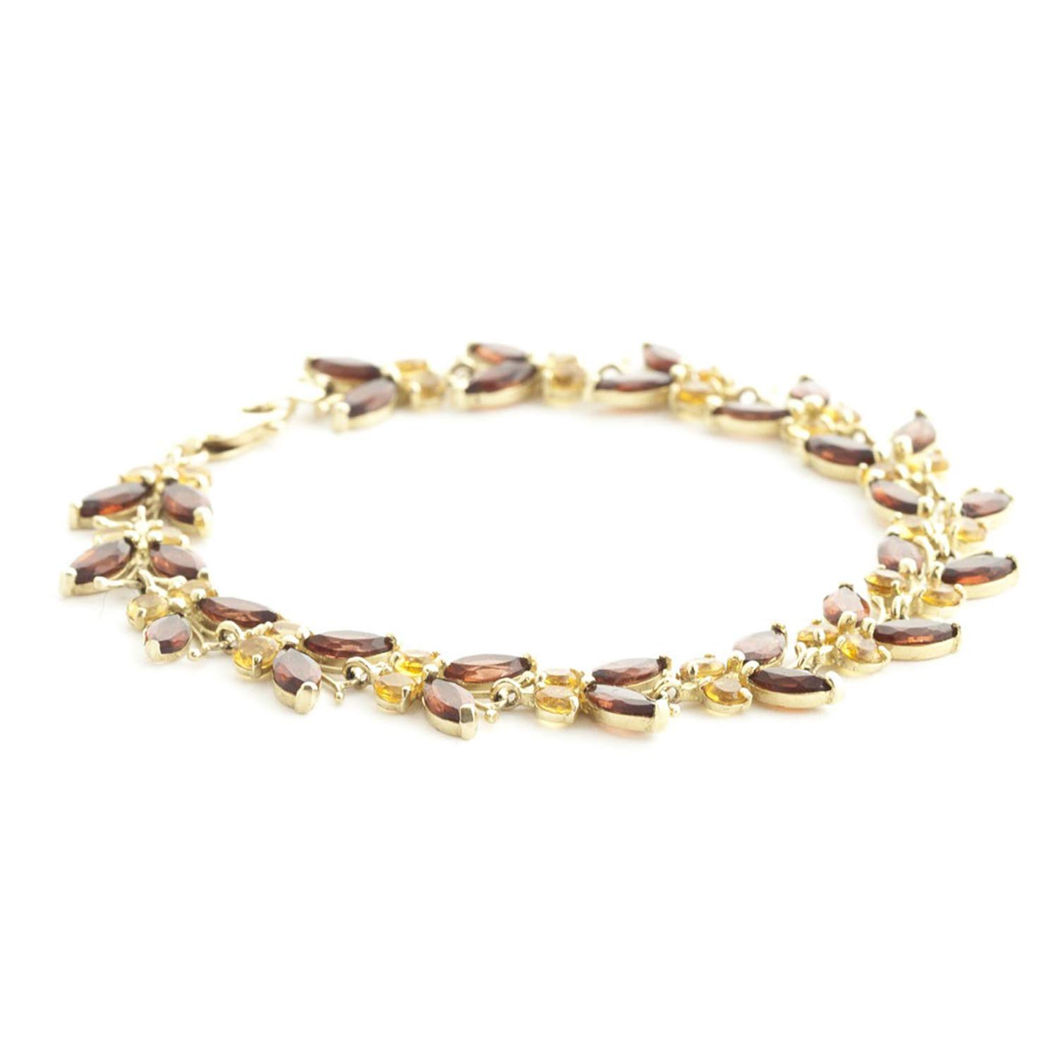 14K Solid Gold Butterfly Bracelet with 16.5 Carat Garnet & Citrine - Elegant Jewelry Gift for Women, Perfect for Weddings, Anniversaries & Special Occasions