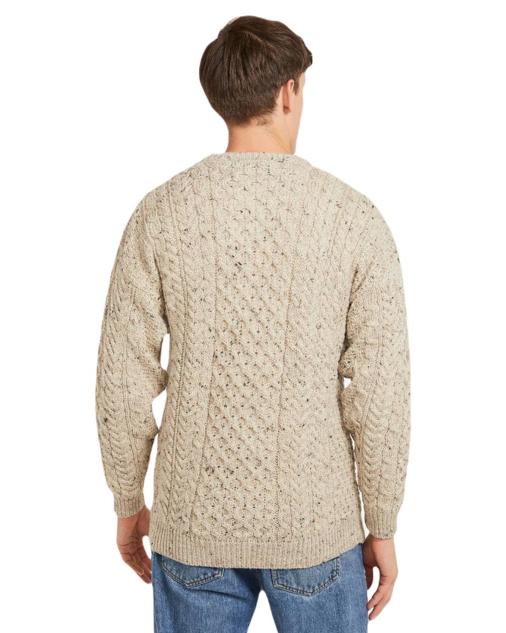 Aran Inishbofin Traditional Irish Wool Sweater for Women & Men - Warm Hand-Knit Cable Knit Pullover for Winter, Fall & Outdoor Activities