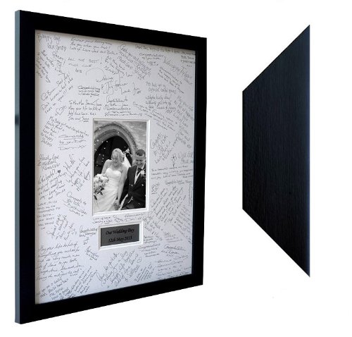 Personalized Wedding Guest Book Frame - Black Contemporary Alternative to Traditional Guest Books - Perfect for Weddings, Anniversaries & Special Events (Ivory, Landscape)