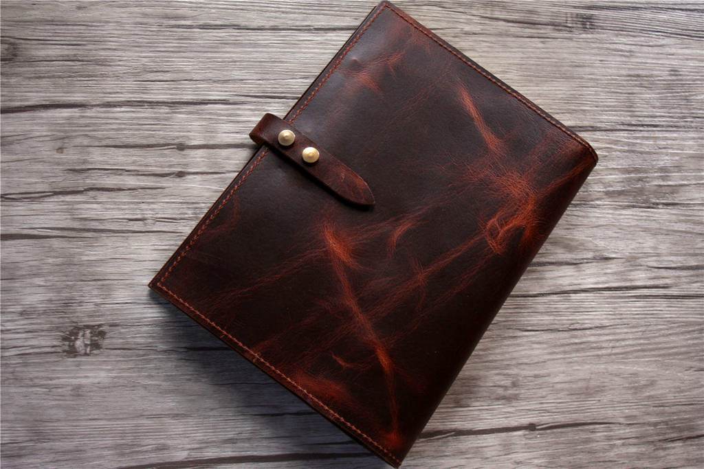 Personalized Brown Leather Binder for School - Custom Name Engraved Notebook Cover - Perfect for Students, Office & Business Professionals