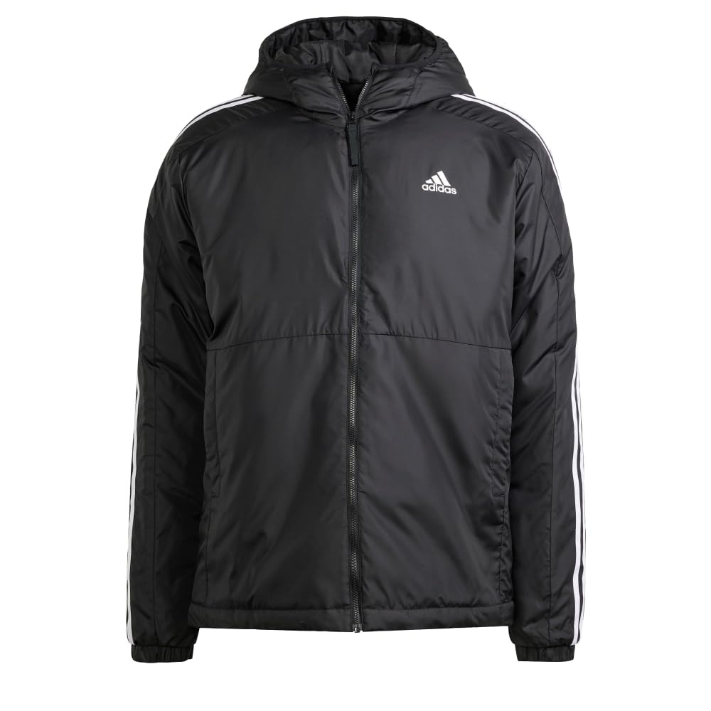 Adidas Men's Essentials 3-Stripes Insulated Hooded Jacket - Warm Winter Coat for Outdoor Sports & Casual Wear
