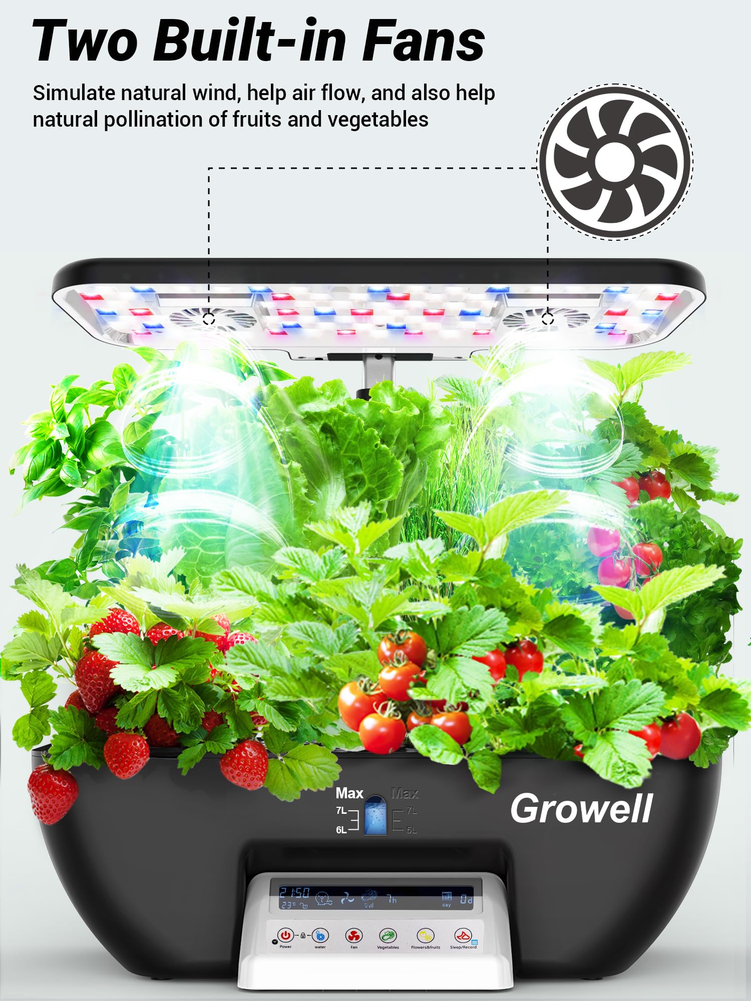 Hydroponics Growing System Kit - 17 Pods Indoor Herb Garden with 102 LED 28W Full-Spectrum Grow Lights, 2 Fans & Auto Timer | 10L Water Tank, Adjustable Height (Black/White) for Fresh Basil, Mint, Lettuce & Home Gardening
