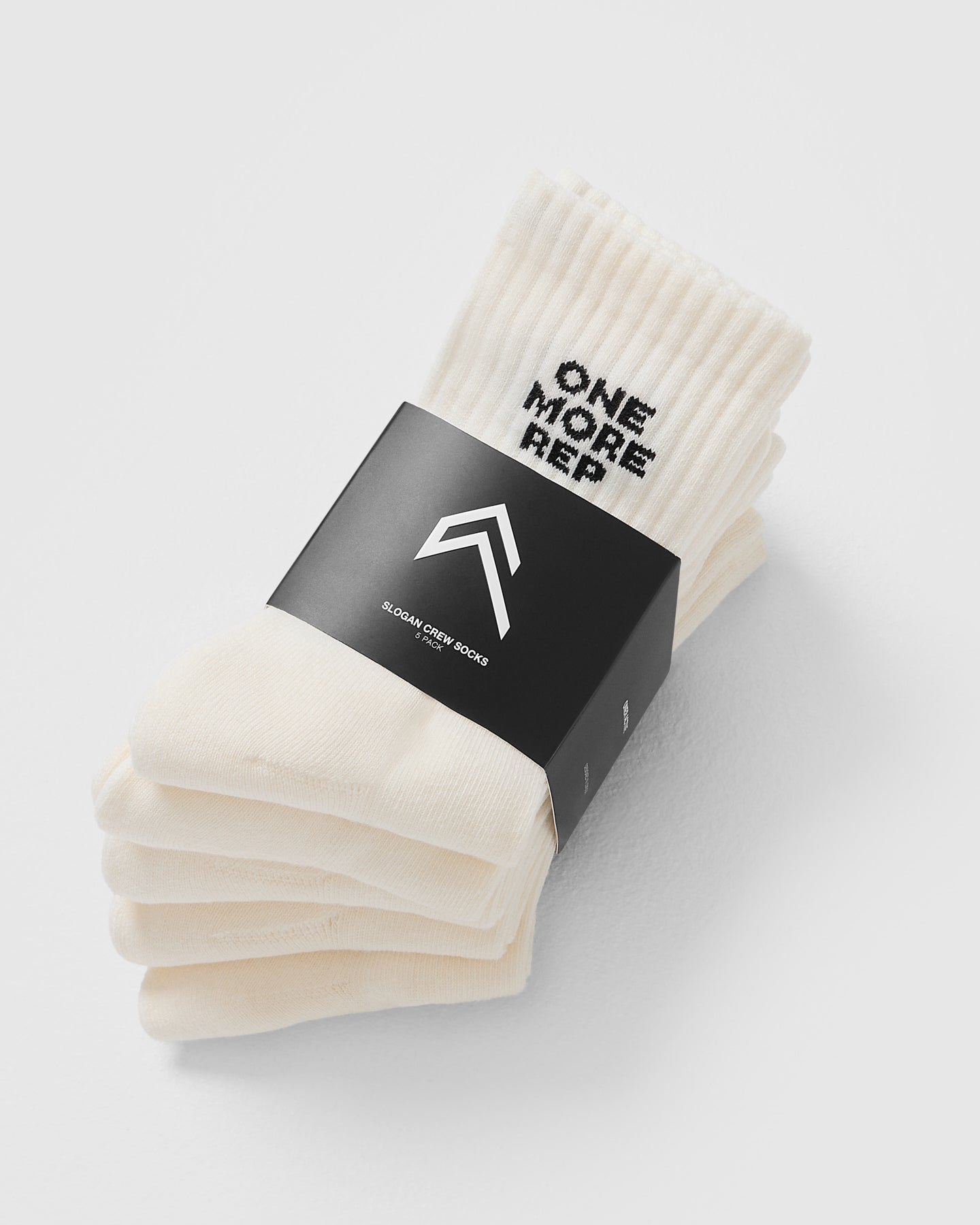 Premium 5-Pack Slogan Crew Socks in Off White - Comfortable Casual Socks for Men & Women - Perfect for Everyday Wear, Gym, and Office