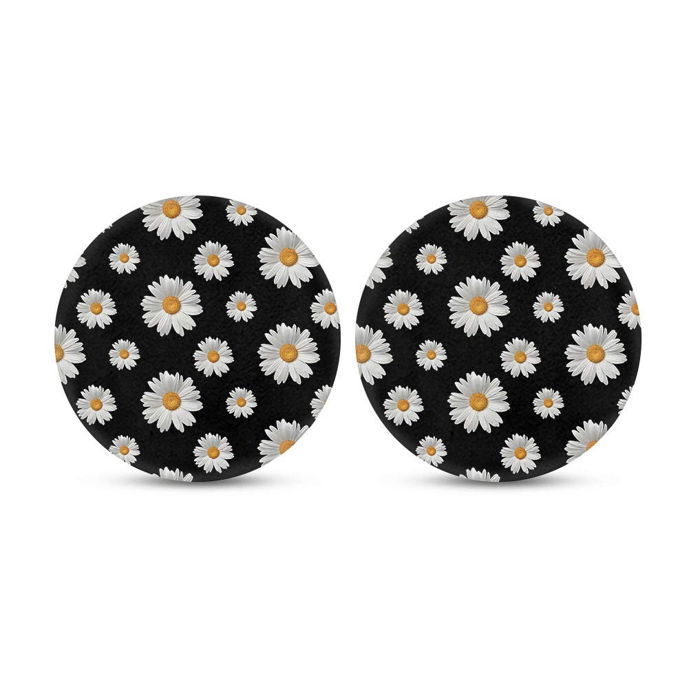 **PZZ BEACH Cute Daisy Car Cup Holder Coasters 2-Pack – Absorbent Non-Slip Coasters for Cars, Floral Auto Decor Cup Pads – Keep Your Vehicle Clean & Dry (Perfect for Coffee, Soda & Water Bottles)**