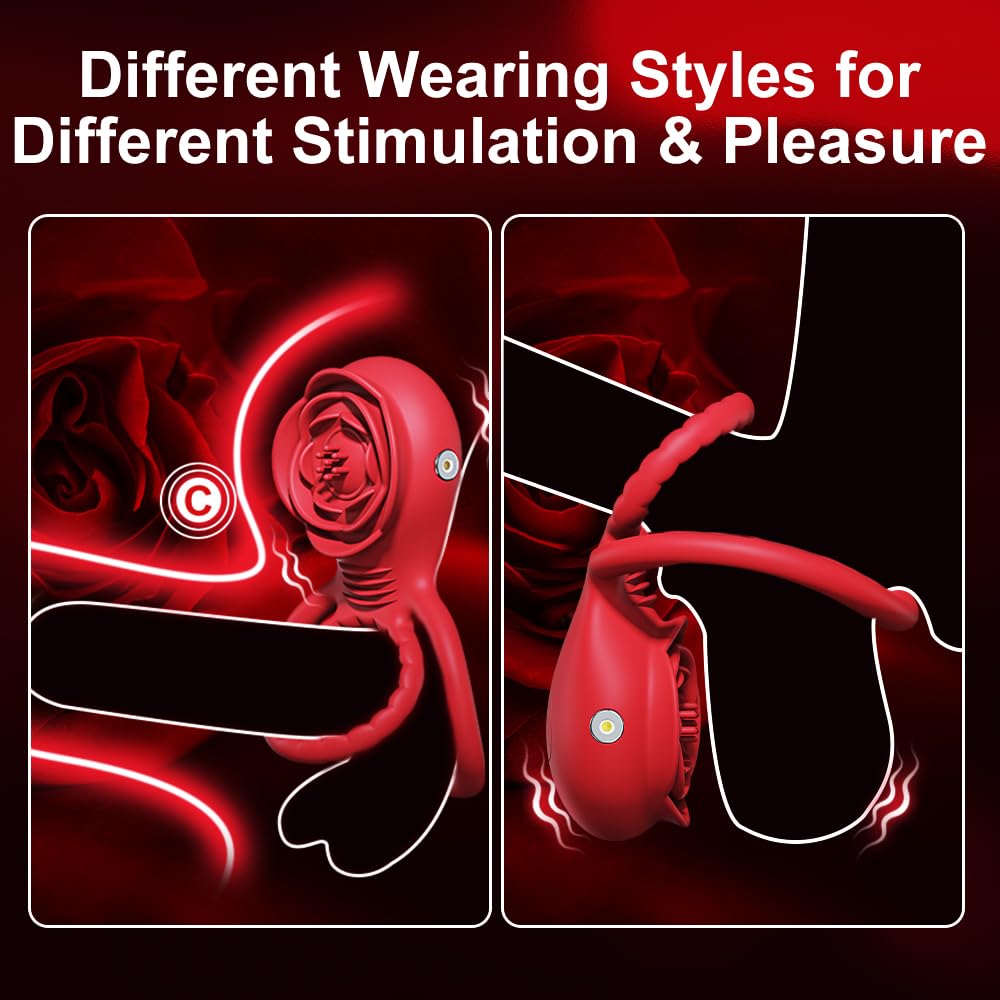 Premium Rose Vibrator - APP Controlled Couples Sex Toy with 10 Vibration Modes, Clitoral Stimulator & Penis Ring for Enhanced Pleasure - Perfect for Romantic Nights, Foreplay & Spicing Up Your Sex Life