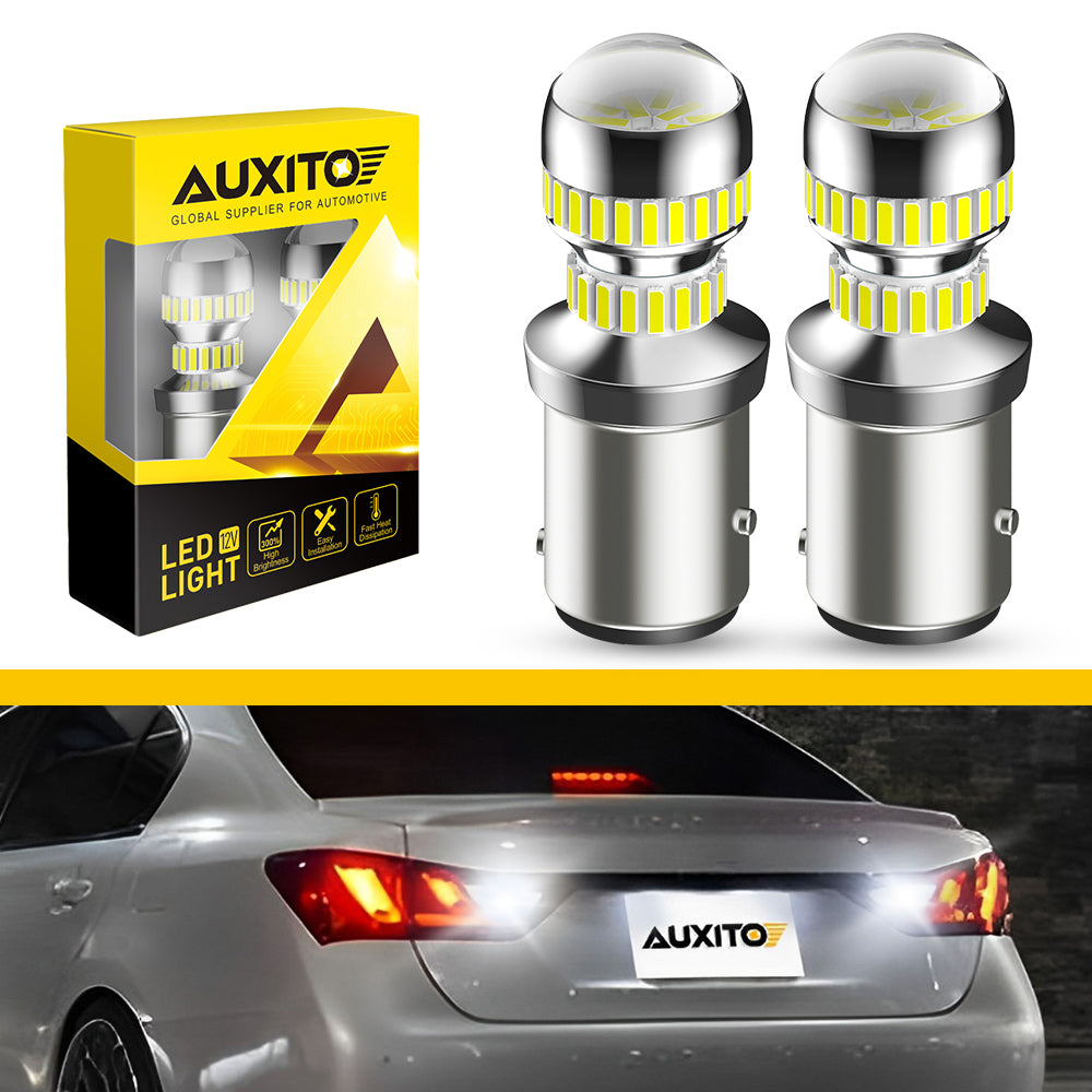 AUXITO 1157 LED Bulb White 2057 2357 7528 BAY15D - Super Bright 6000K Cool White LED Light Bulbs for Backup, Reverse, Signal, Blinker, Tail, Parking & DRL Brake Lights - Perfect for Cars, Trucks, SUVs & Motorcycles