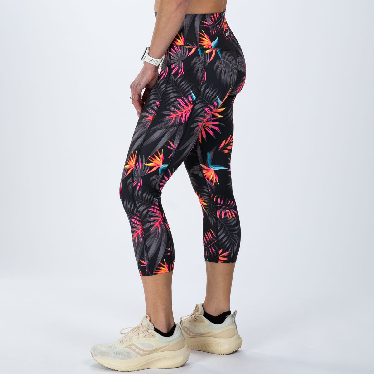 Women's High Rise Capri Leggings - Limited Edition Tropical Print for Yoga, Running & Workouts - Comfortable & Stylish Activewear