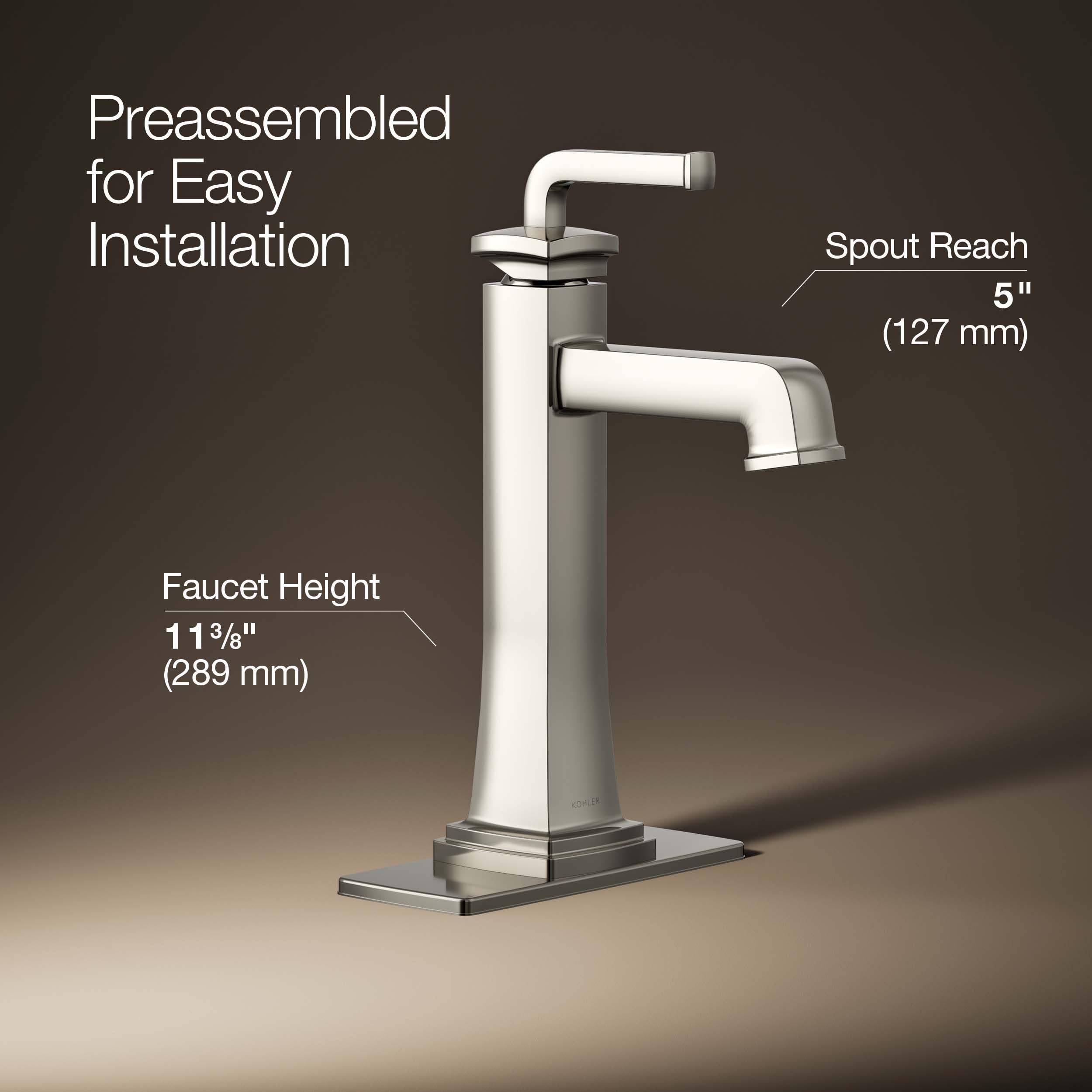 KOHLER RIFF™ Tall Single-Handle Bathroom Faucet - Modern Water-Saving Design for Bathroom Sink, Perfect for Home & Commercial Use