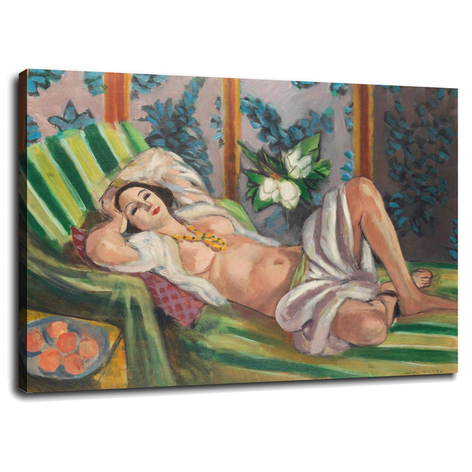 Henri Matisse Odalisque Couchée Aux Magnolias Art Print - Premium Framed Canvas Wall Art 32x24 Inches - Perfect for Home, Office & Living Room Decor