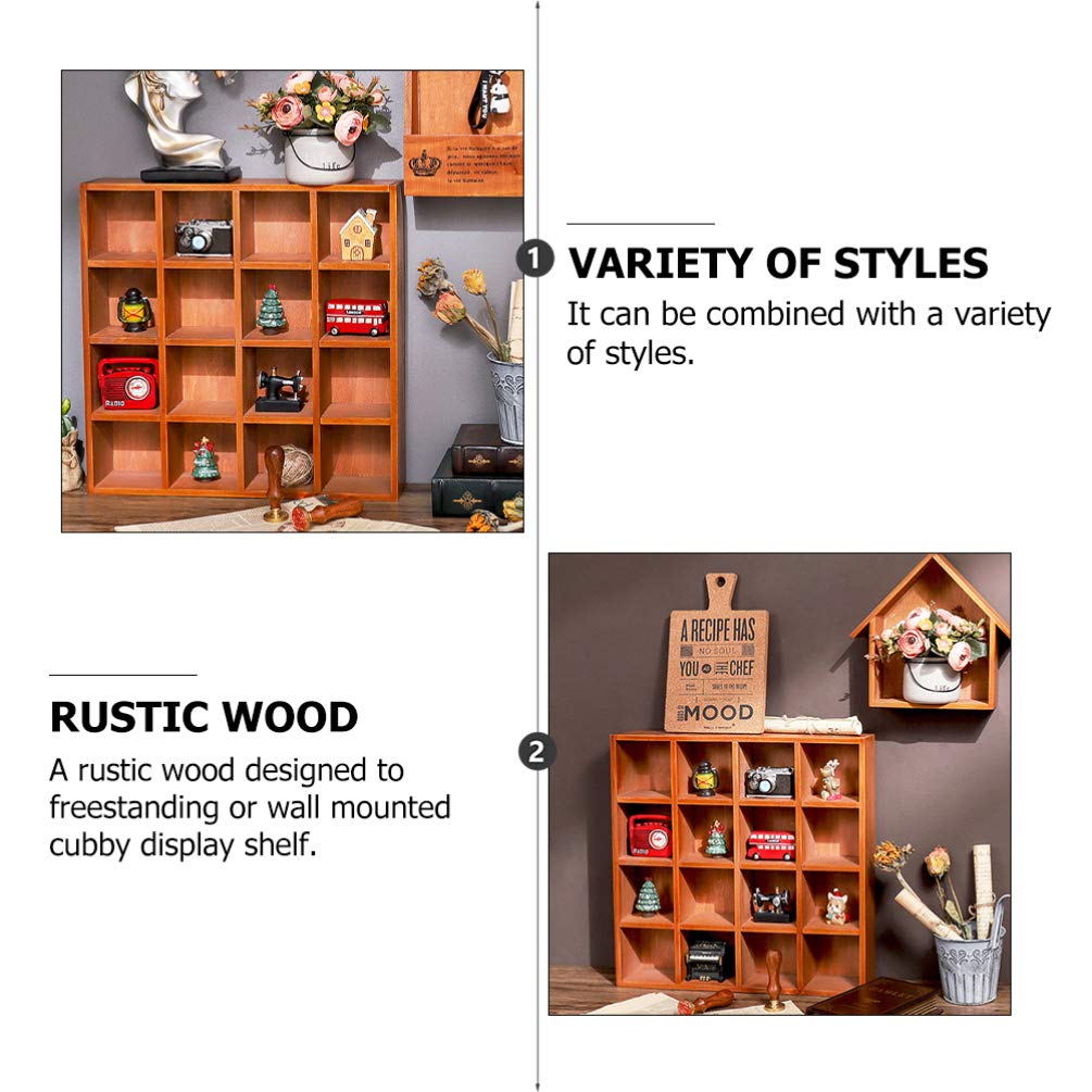 16-Cube Wooden Display Rack - Wall Mounted Storage Shelf Organizer for Collectibles, Books & Home Decor - Perfect for Living Room, Bedroom & Office Organization