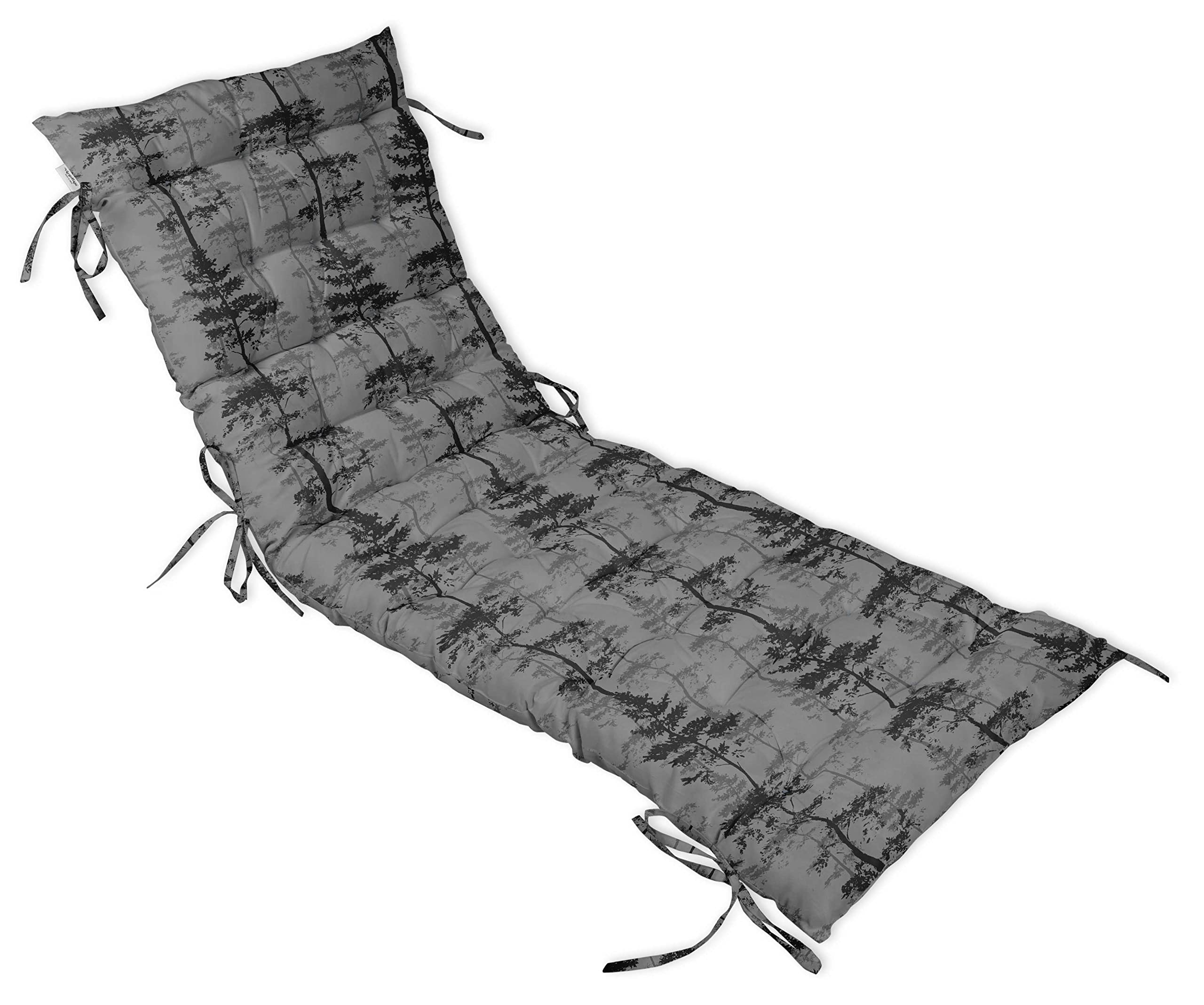 Quilted Thick Padded Seat Cushion for Rocking Chair, Sofa & Recliner - 74x23 Inches Gray - Outdoor Garden, Terrace & Bench Use - Secure Ties Included