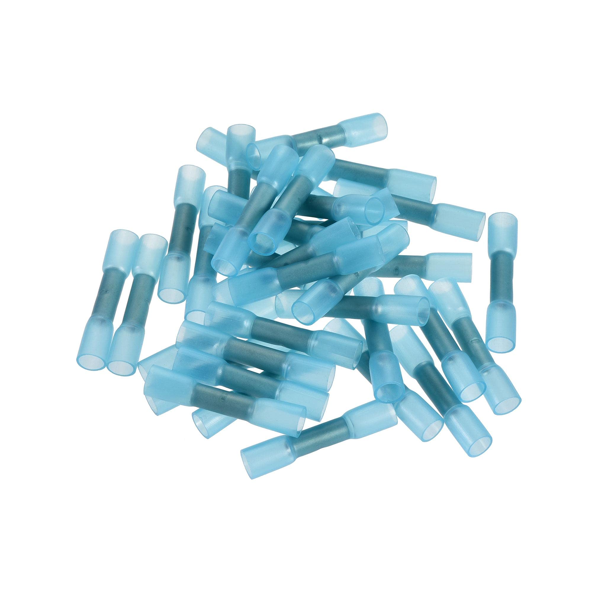 uxcell 35Pcs Blue Heat Shrink Wire Connectors for 16-14 AWG - Waterproof Crimp Terminals for Automotive, Marine & Electrical Wiring Projects