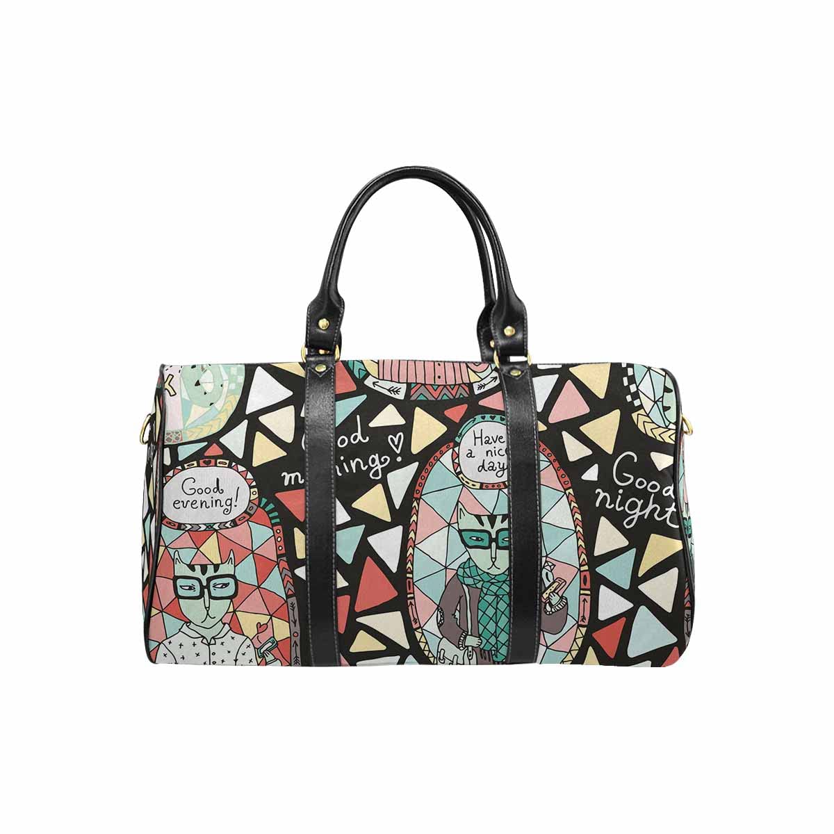Stylish Cat Print Weekender Bag for Women - Multi-Compartment Overnight Travel Tote with Premium Leather Handles | Perfect for Gym, Work, Weekend Getaways & Business Trips | Carry-On Essentials for Vacation, College Dorm & Daily Commute
