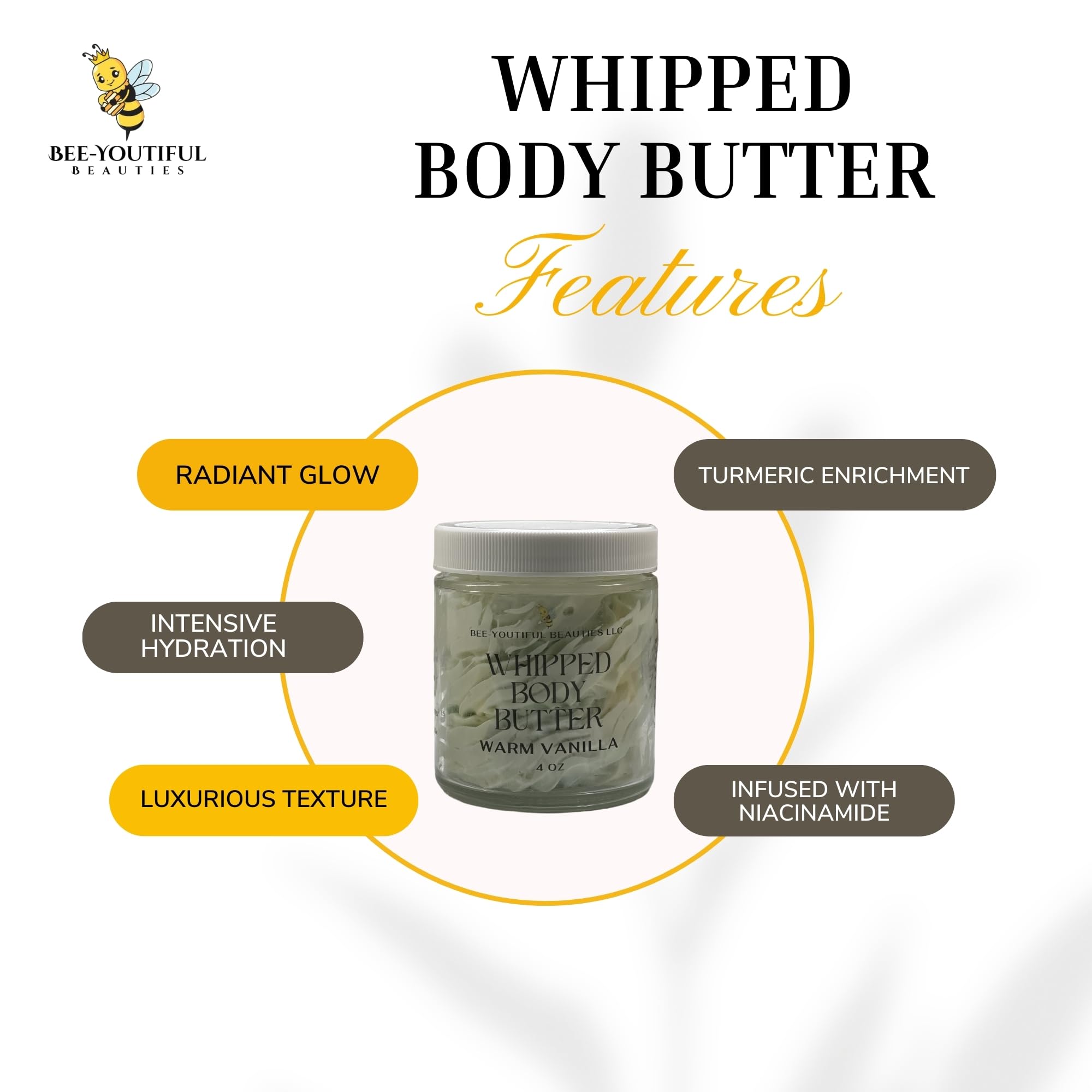 Whipped Shea & Beeswax Body Butter - Ultra Hydrating Moisturizer with Shea Butter, Mango Butter, Cocoa Butter & Beeswax for Deep Nourishment - 4oz Warm Vanilla Scent - Perfect for Dry Skin Care & Daily Moisturizing Routine