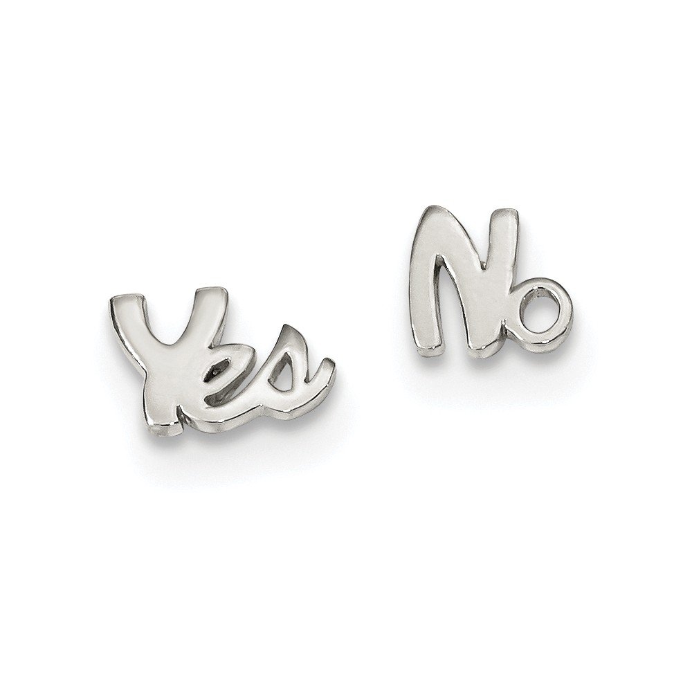 Sterling Silver Polished Yes No Post Earrings for Women - Hypoallergenic Left Right Earrings for Daily Wear, Gift Giving & Special Occasions