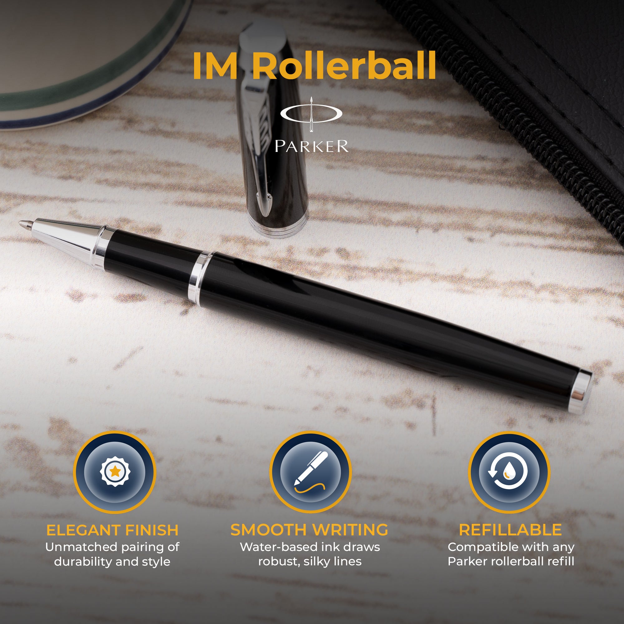 Parker IM Black Chrome Rollerball Pen - Premium Writing Instrument for Business, Gifts & Everyday Use - Smooth Ink Flow for Professional & Personal Writing