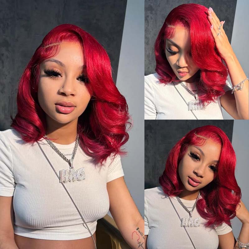 Red Wavy Layered Cut