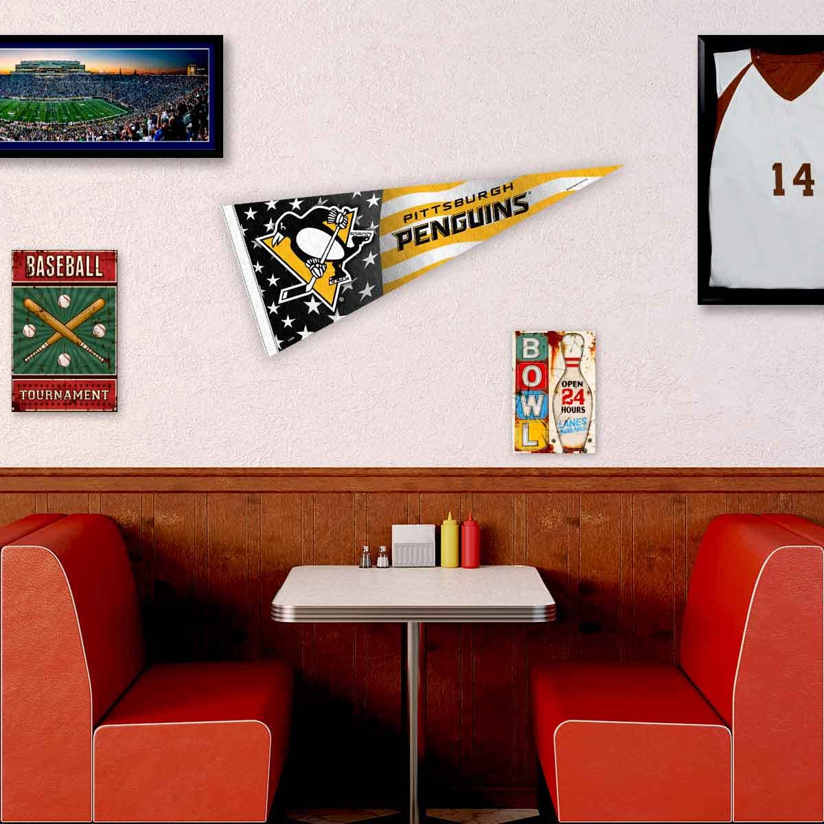 Wincraft Pittsburgh Penguins NHL Patriotic Stars & Stripes Pennant Banner Flag - Officially Licensed Team Decor for Game Day, Sports Fan Gifts, Man Cave & Home Wall Decoration - Perfect for Football Tailgates, Hockey Parties, Office Decor, Sports Bars & Outdoor Events