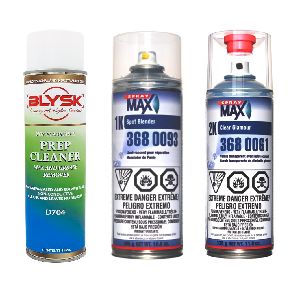 Spray Max 2K Clear Glamour High-Chemical Sealer & 1K Spot Blender Kit - Professional Automotive Paint Transition System with Prep Cleaner & Wax/Grease Remover - Perfect for Car Detailing & Auto Body Repair