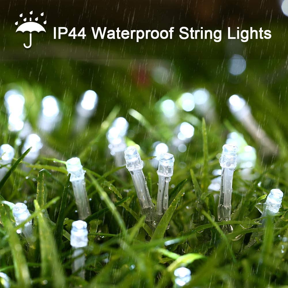 PhilzOps 100 LED Christmas Lights, 10m Indoor/Outdoor Waterproof String Lights with 8 Lighting Modes - Cool White Decorative Lights for Christmas Tree, Home, Party, Wedding & Birthday Decorations | Perfect for Holiday, Garden, Patio and Festive Celebrations