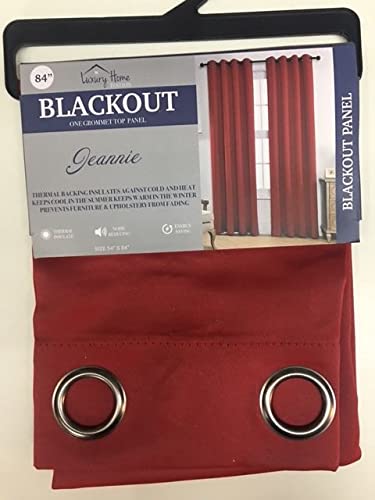 Set of 2 Jeannie Blackout Curtain Panels - Thermal Insulated, Noise Reducing, 100% Light Blocking (Red, 84 Inch Length) for Bedroom, Living Room & Home Theater