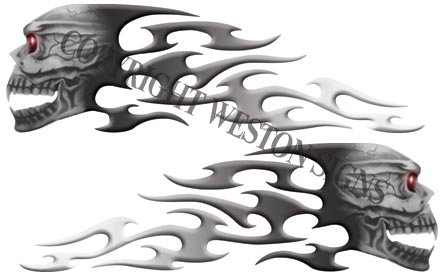 Black Motorcycle Gas Tank Cover with Tribal Skull & Flames Design - Durable ABS Plastic for Harley, Honda, Yamaha - Perfect for Custom Bike Builds & Motorcycle Upgrades