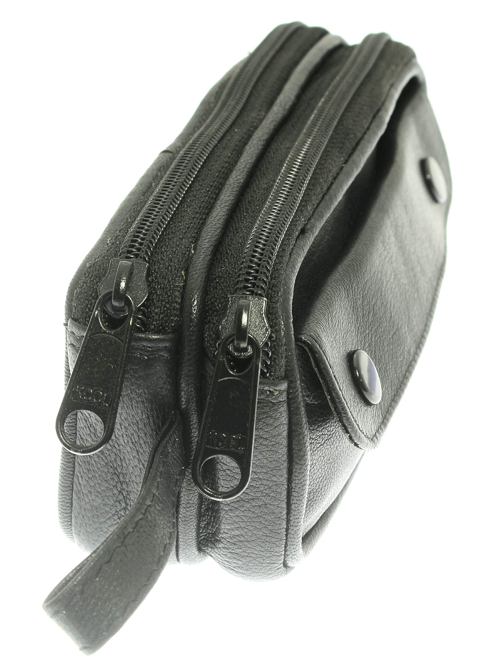 Premium Soft Goat Leather Eyeglass Case with Belt Loops & Key Ring - Black/Red/Pink/Purple Colors - Perfect for Travel, Work & Everyday Use