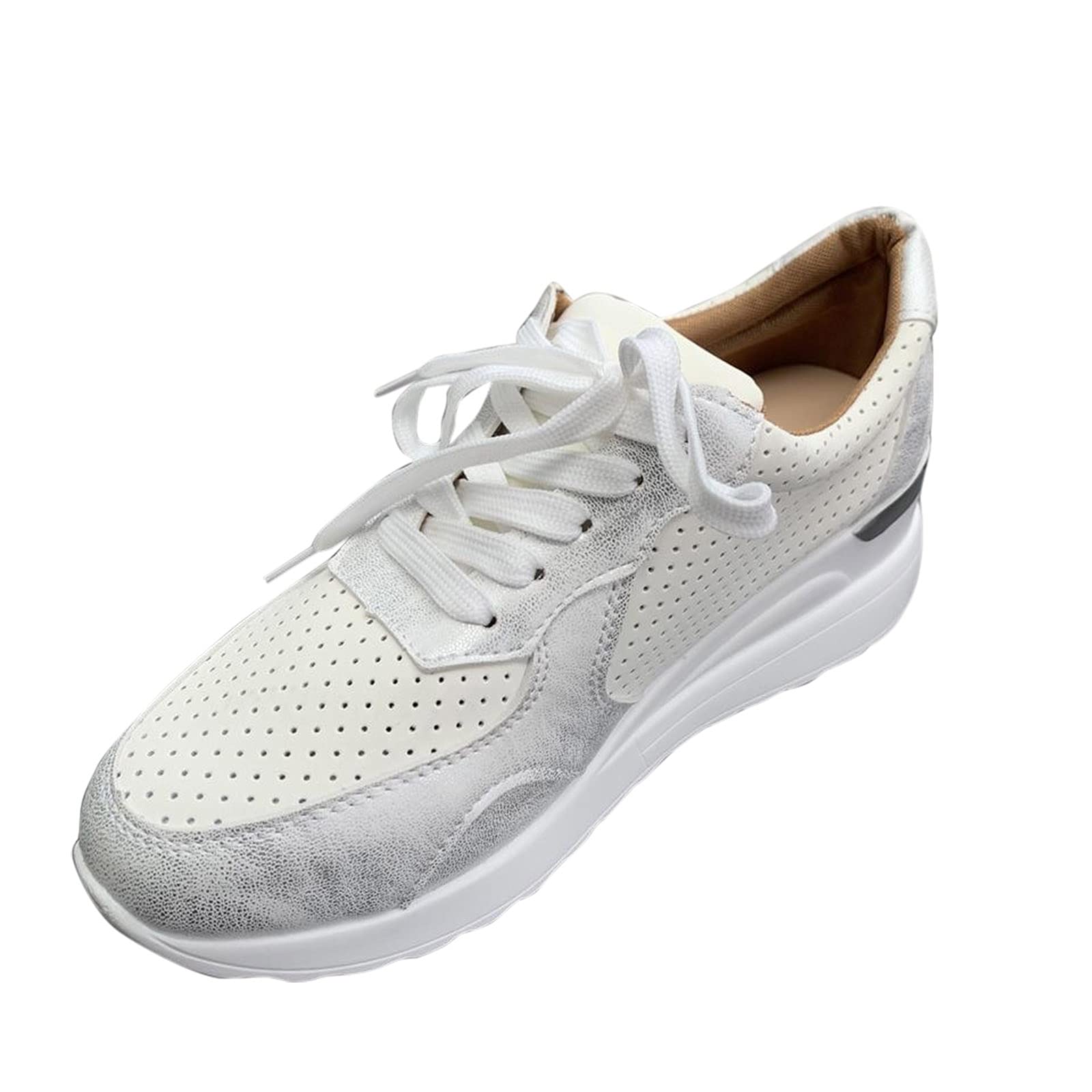 **Breathable Women's Platform Sneakers - Round Toe Casual Summer Wedge Shoes with Lace-Up Design | Perfect for Walking, Running & Everyday Comfort**