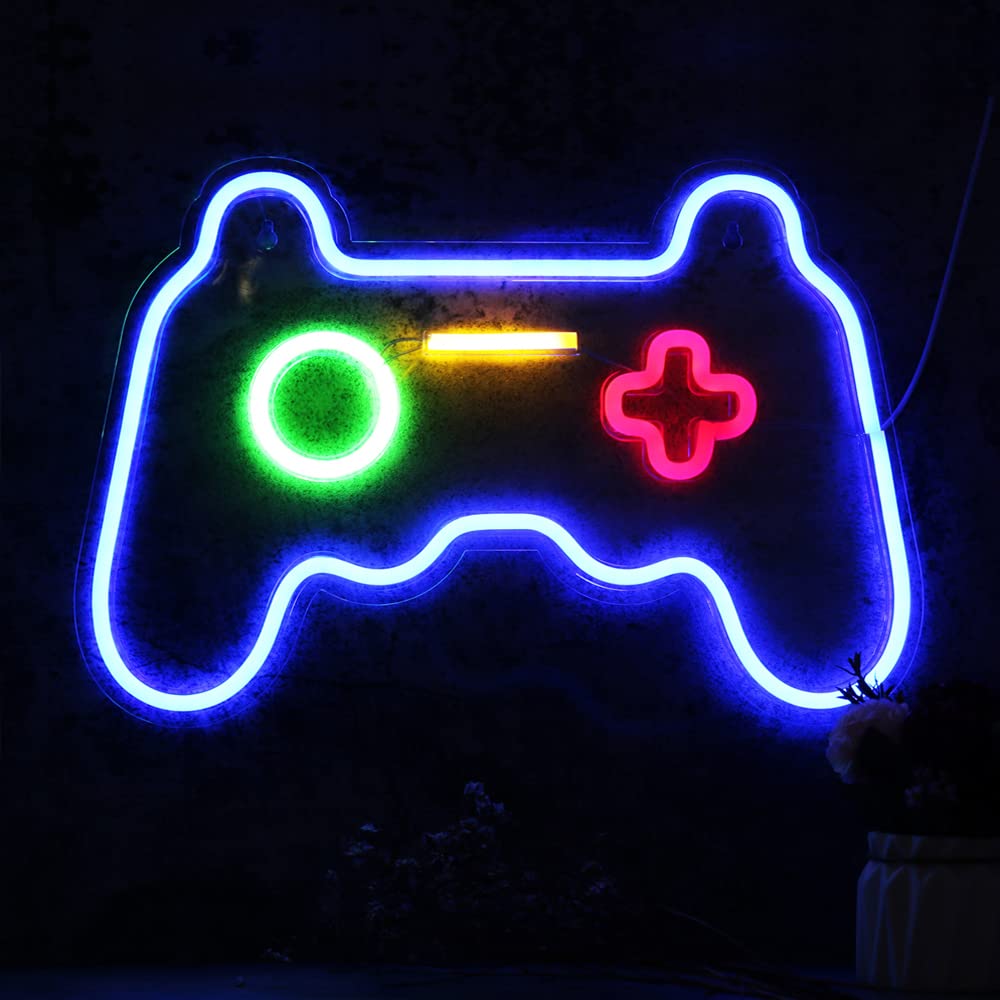 USB-Powered Gamepad Shaped Neon Sign - LED Wall Decor for Gaming Room, Cool Neon Light Sculpture | Perfect Gamer Gift for Men & Women | Ideal for Bedroom, Game Lounge & Streaming Setup