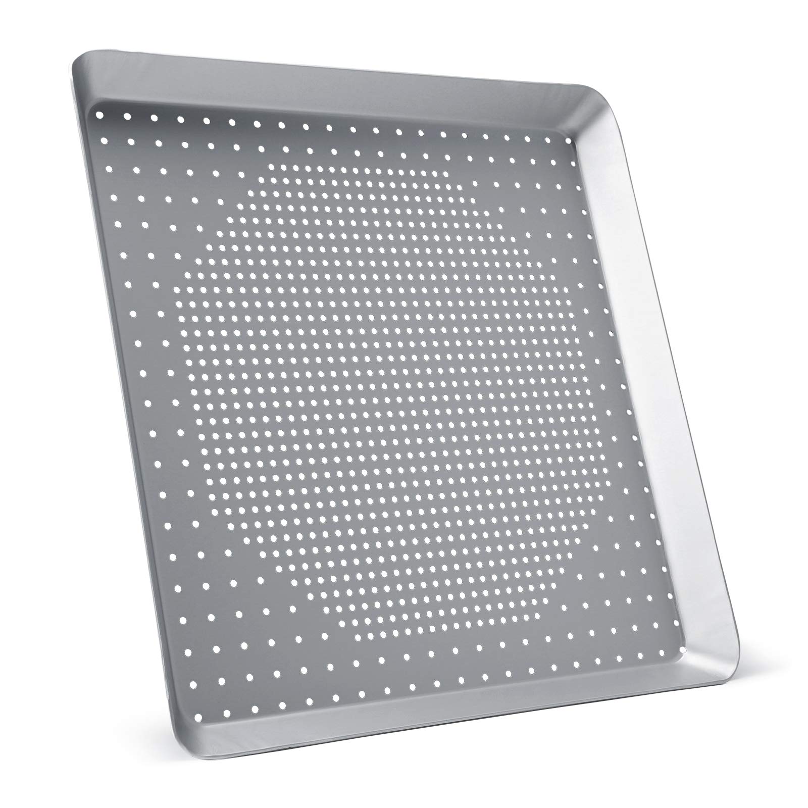 11.8 Inch Square Pizza Pan for Oven - Aluminum Alloy Pizza Baking Tray with Holes for Crispy Crust | Perfect for Home, Restaurant & Commercial Kitchen Use | Ideal for Baking, Reheating & Serving Pizza, Bread & Pastries