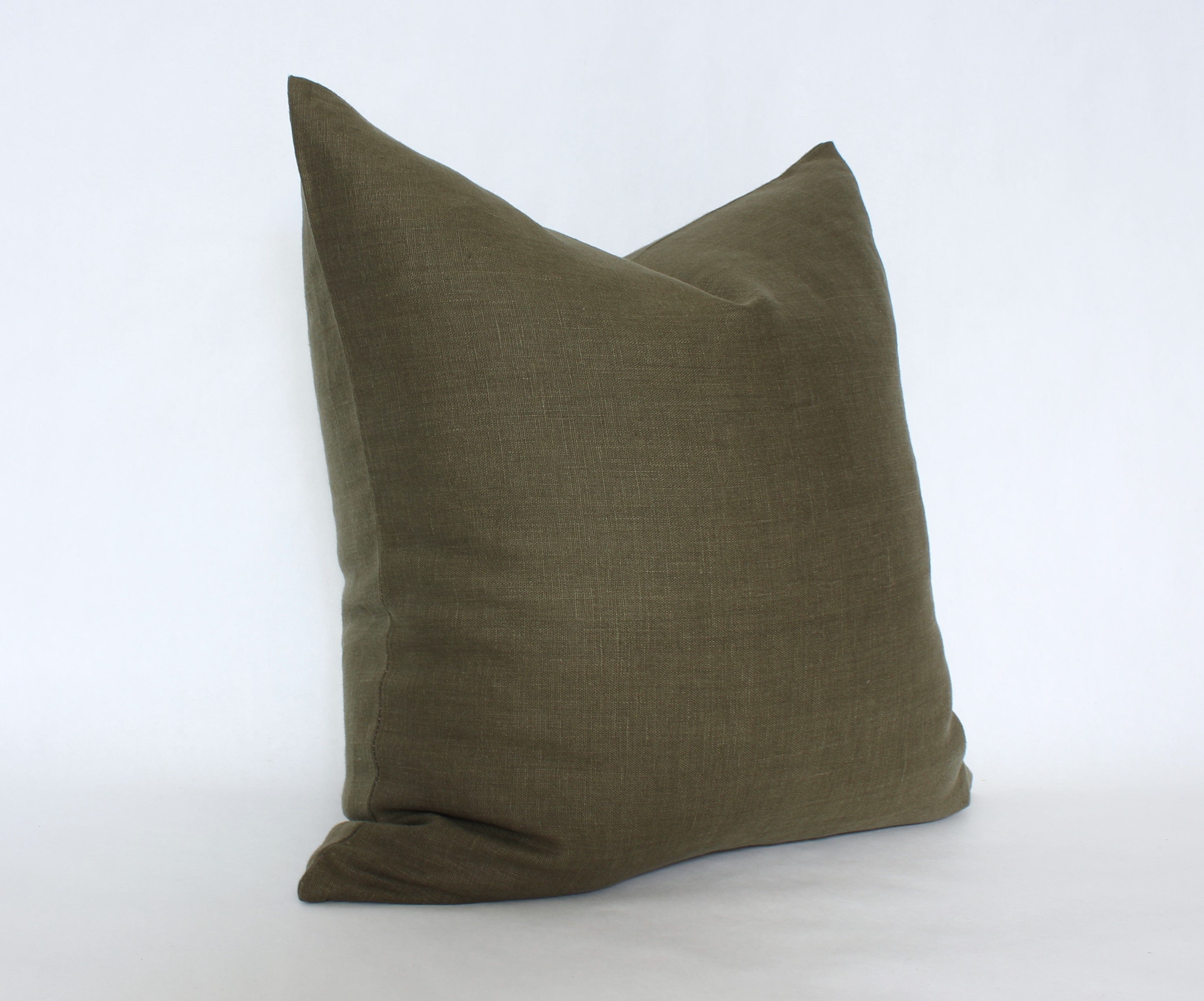 Premium Dark Olive Green Pillow Cover - Soft & Breathable Cotton Linen Blend - Decorative Cushion Case for Sofa, Bed, Living Room & Home Decor