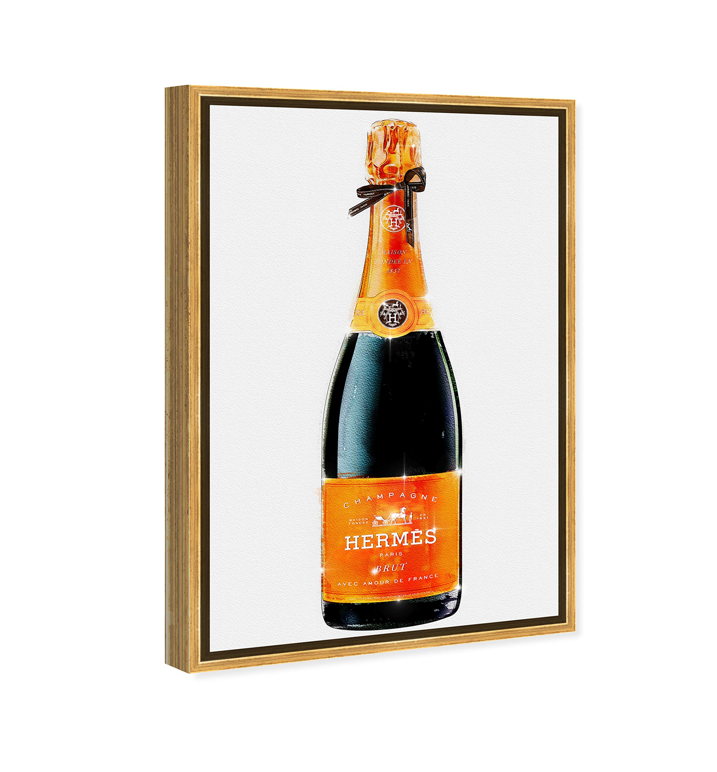 Oliver Gal Artist Co. 'Parisian Luxe Champagne' Framed Wall Art Canvas Print - 10x15 Inches Fashion Glam Home Decor for Living Room, Bedroom & Office